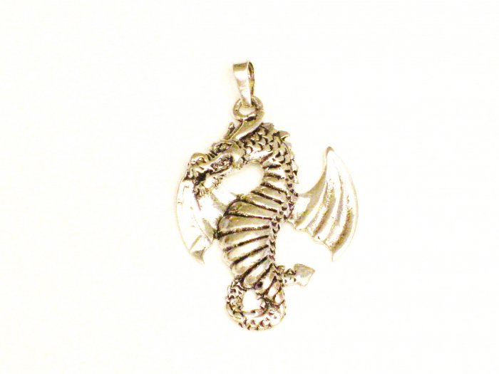CP002 Ferocious Dragon Pendant in Sterling Silver
