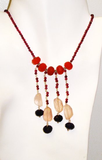 NK0051 Mixed Stone Necklace in Sterling Silver