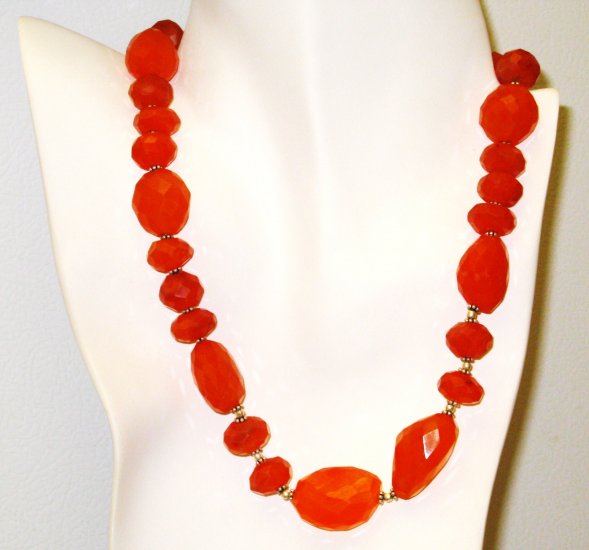 NK013 Carnelian Necklace interlaced with sterling silver beads. Sterling silver clasp.