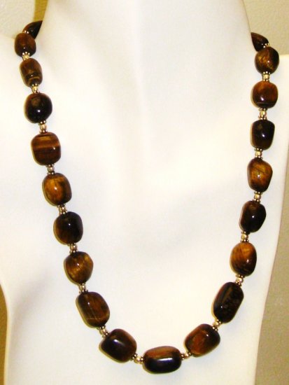 NK023 Tiger's Eye Necklace in Sterling Silver