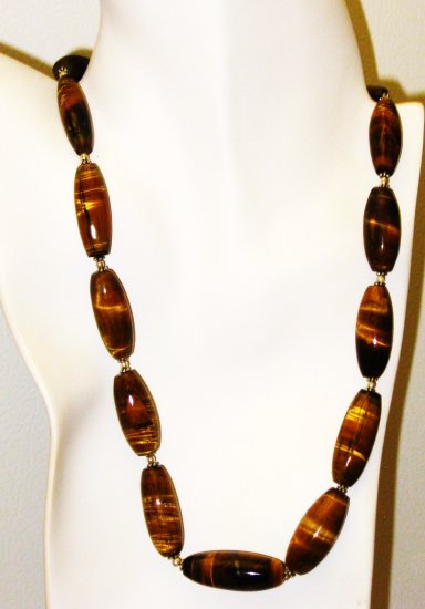 NK026 Tigers Eye Necklace in Sterling Silver