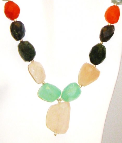 NK031 Mixed Stones (Rose Quartz, Garnet, Carnelian, Chalcedony, and Labradorite) Necklace