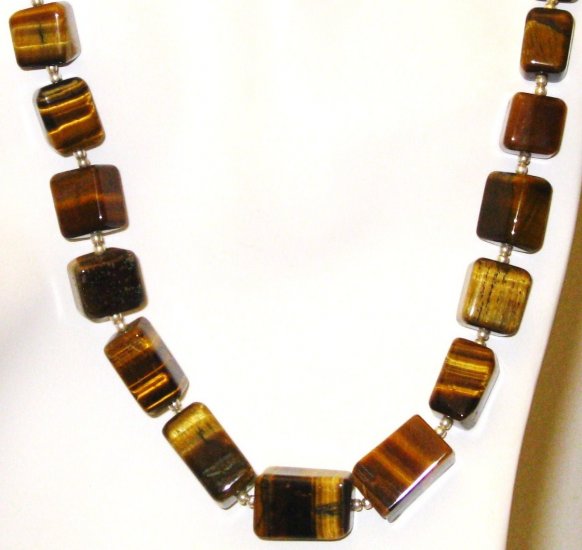 NK036 Tiger's Eye Necklace in Sterling Silver