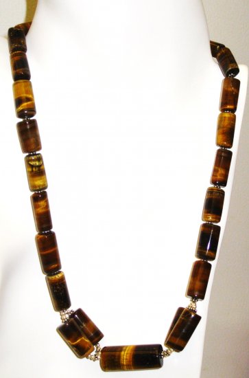 NK037 Tiger's Eye Necklace in Sterling Silver