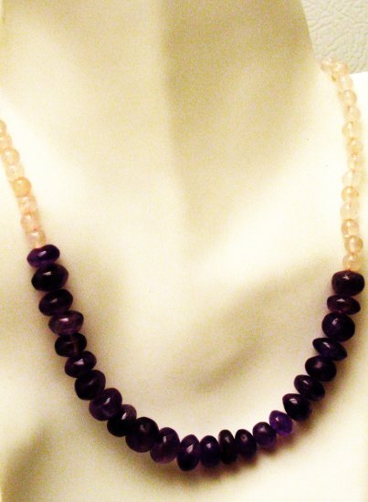 NK047 Rose Quartz and Amethyst necklace in Sterling Silver