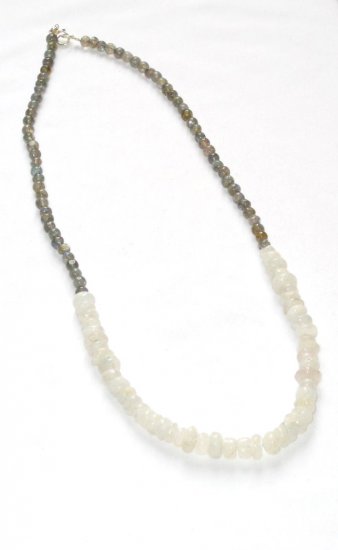 ST065 Labradorite and Moonstone Necklace in Sterling Silver