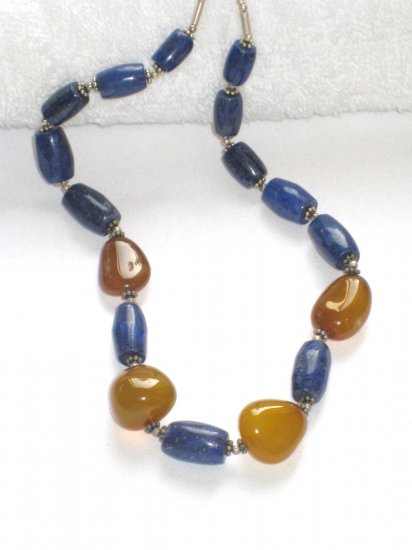 ST091 Mixed Stones Necklace in Sterling Silver