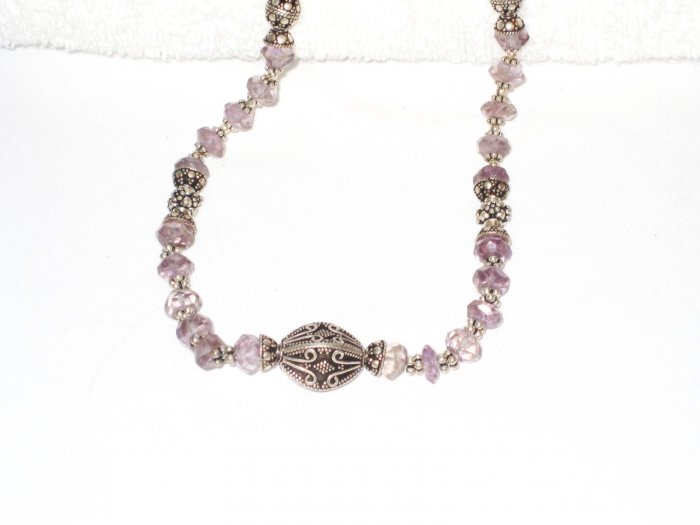ST110 Mixed Stones Necklace in Sterling Silver