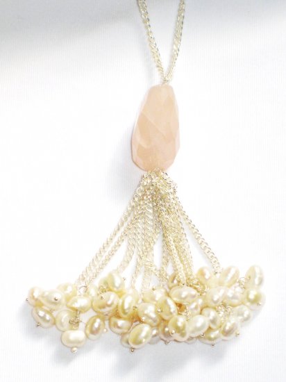 ST285 Rose Quartz and Pearl Necklace in Sterling Silver
