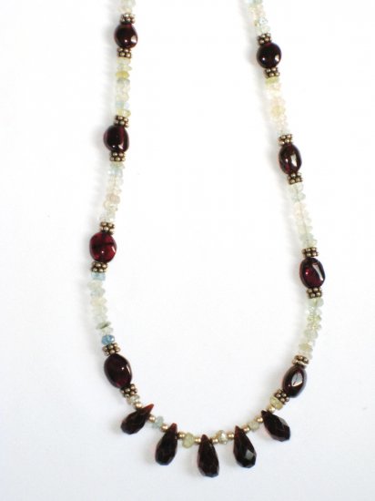 ST345 Moonstone and Garnet Necklace in Sterling Silver