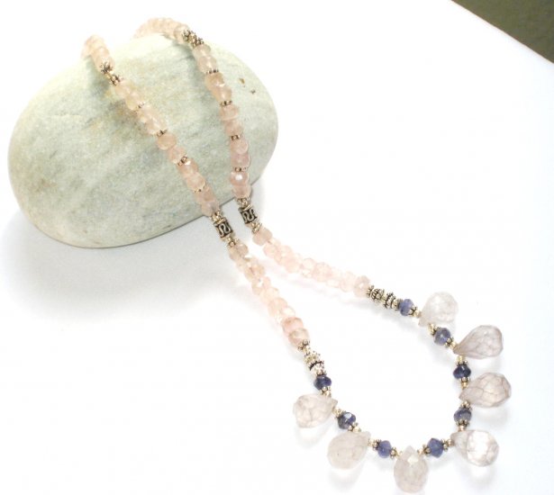 ST346 Mixed Stones Necklace in Sterling Silver