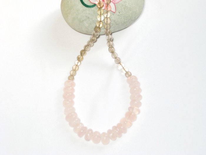 ST361 Rose Quartz and Smoky Quartz Necklace in Sterling Silver