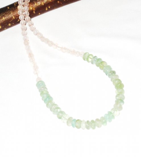 ST424 Jade and Rose Quartz Necklace in Sterling Silver