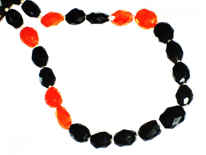 ST435 Carnelian and Onyx Necklace in Sterling Silver