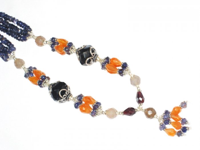 ST456 Mixed Stones Necklace in Sterling Silver
