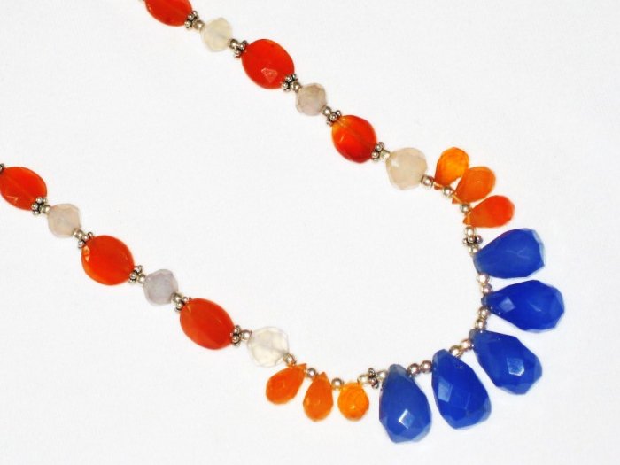 ST465 Mixed Stones Necklace in Sterling Silver