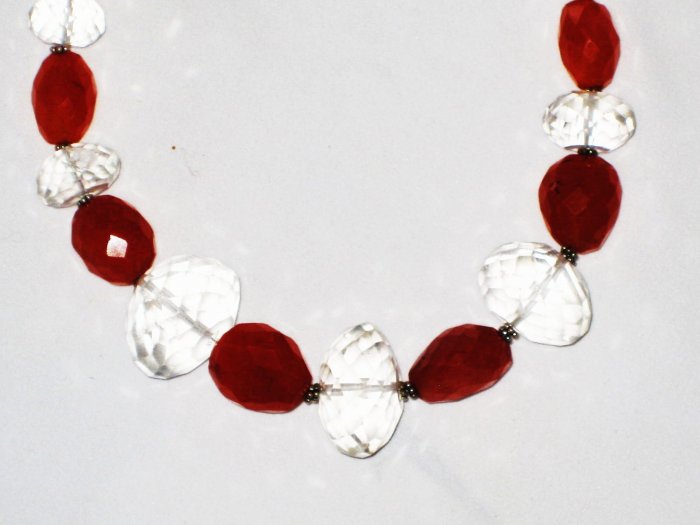 ST487 Carnelian and CZ Necklace in Sterling Silver