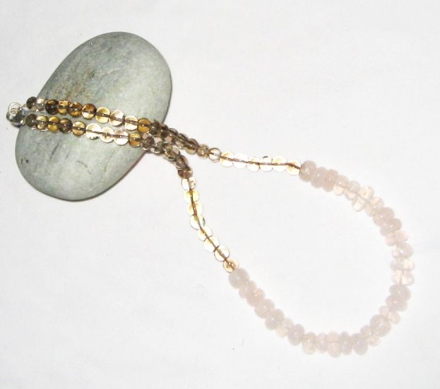 ST492 Rose Quartz and Smoky Quartz Necklace in Sterling Silver