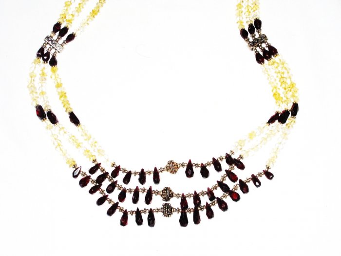ST519 Citrine and Garnet NecklaceinSterlingSilver