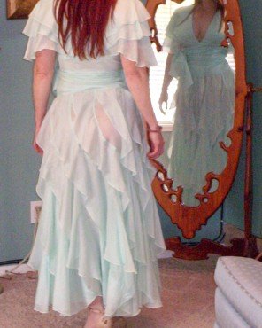 SOLD! Silk Aqua Ballroom Dance / Prom Dress
