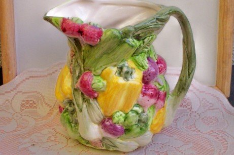 World Bazaar Vegetable Sculted Pitcher Vibrant colors! FREE SHIPPING!