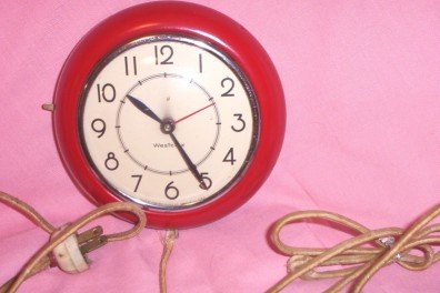 SOLD! RARE 1940's Westclox RED Metal, Cloth Chord WORKS!