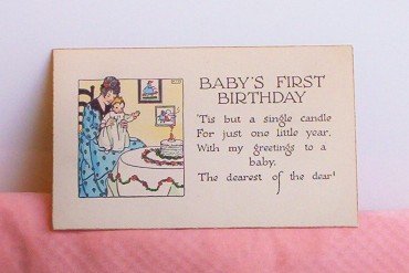 Vintage Rust Craft âBabyâs First Birthdayâ Greeting FREE SHIPPING!