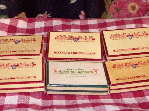 LOT: 5 vintage 50âs Prescription Pill Boxes FREE SHIPPING!