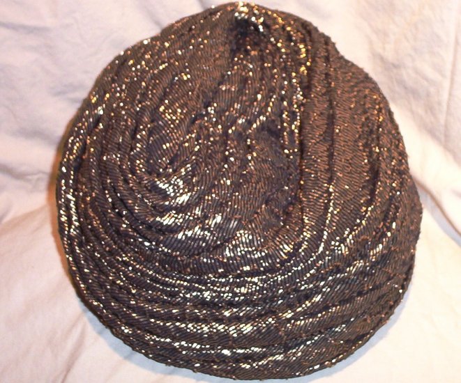SOLD! Retro Black & Gold Turban Ladies Hat by John Andrew of California