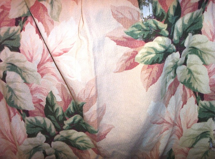 SOLD! Shabby Chic Greens and Rose Colored Bark Cloth/ Barkcloth Fabric FREE SHIPPING!