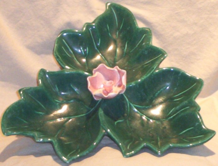 California Pottery Flower Tri-Well Serving Dish FREE SHIPPING!