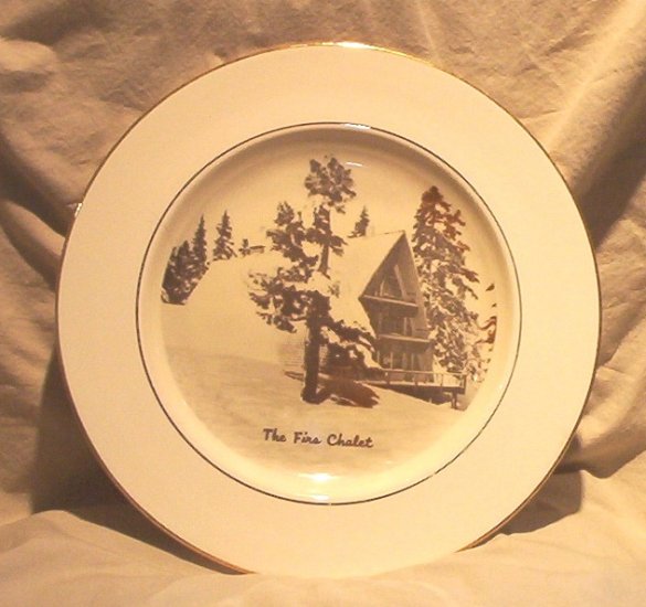 Homer Laughlin - Firs Chalet Collector Plate with Gold Trim FREE SHIPPING!