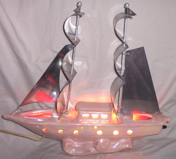 Ceramic Sail Boat / Ship TV Light FREE SHIPPING!