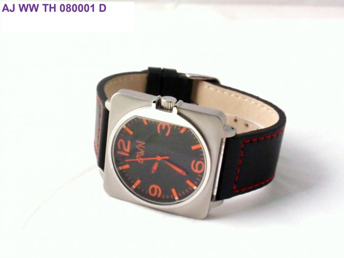 TRENDY STEEL WATCH WITH GENUINE LEATHER STRAP AND LUMINOUS DIAL