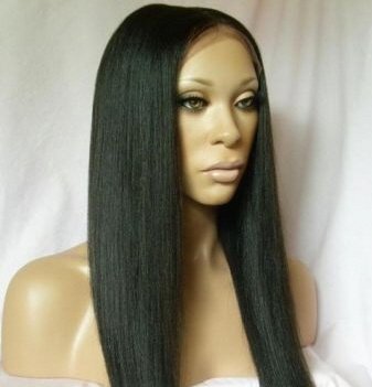 18" #1B---Yaki Straight 100% Indian Remy Full Lace Wig
