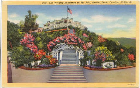 Wrigley Residence on Mt. Ada Avalon Bay Santa Catalina, CA 1940 Postcard #0051