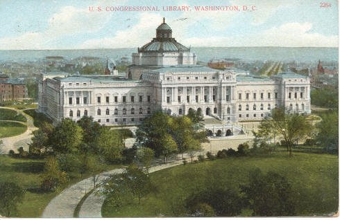 U.S. Congressional Library, Washington, DC Postcard circa 1908 #0221