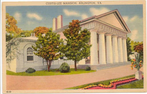 Custis-Lee Mansion, Arlington, VA Vintage Postcard circa 1930s #0021