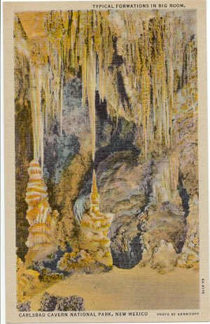 Carlsbad Cavern National Park, NM Typical Formations in Big Room Postcard 1934 #0288