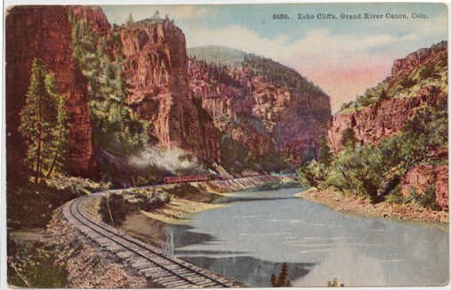Echo Cliffs, Grand River Canon, CO Train tracks circa 1915 #0170