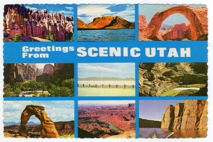 Greetings from Scenic Utah Multi-view Plastichrome Postcard #0333