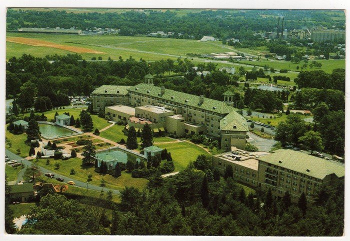 Hotel Hershey, Birds eye view from the back Hershey, PA Postcard #0359