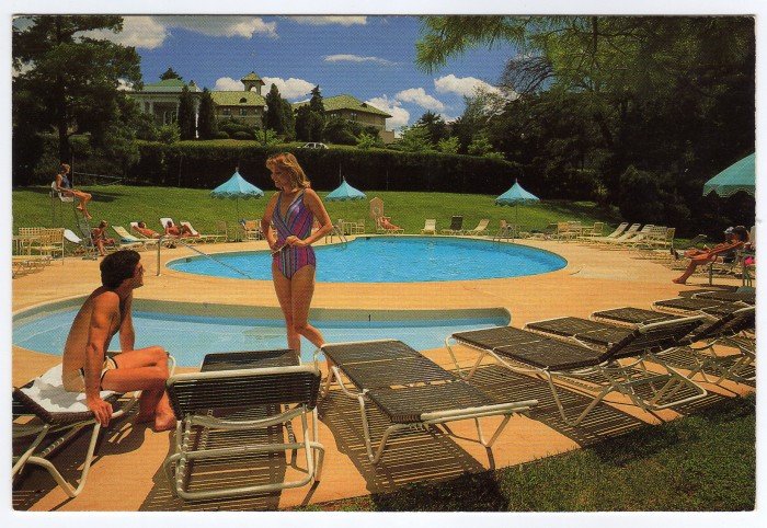 Hotel Hershey, view from pool side Hershey, PA Postcard #0363