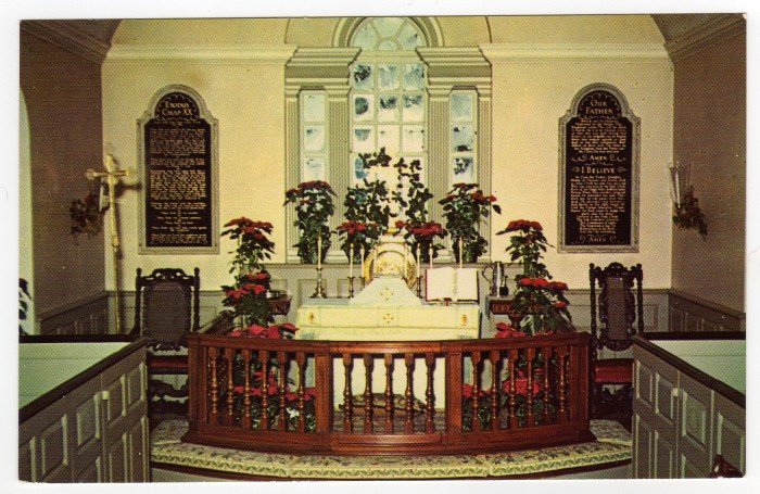 Old Wye Church View of Altar Wye Mills, MD Plastichrome postcard #0384