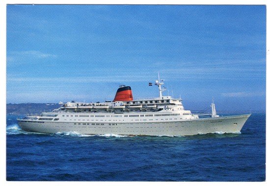Sagafjord Cunard cruise ship Postcard Registered in the Bahamas