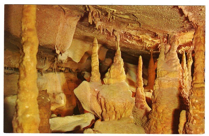 Onyx Colonnade in Mammoth Cave Postcard 1950s Mammoth Cave National Park, KY