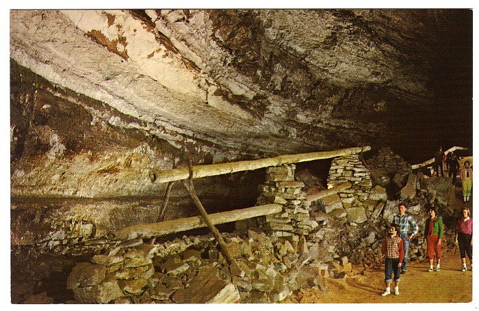 Saltpetre Pipes in Mammoth Cave Postcard 1950s Mammoth Cave National Park, KY