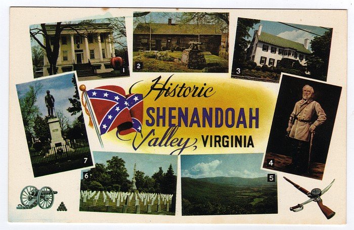 Shenandoah Valley, VA Postcard Multi-scene Confederate Flag #0470