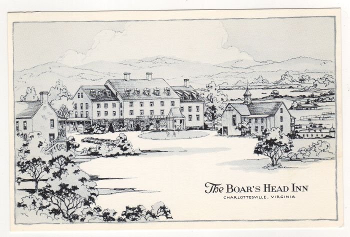 The Boar's Head Inn Charlottesville, VA postcard pen and ink drawing #0481