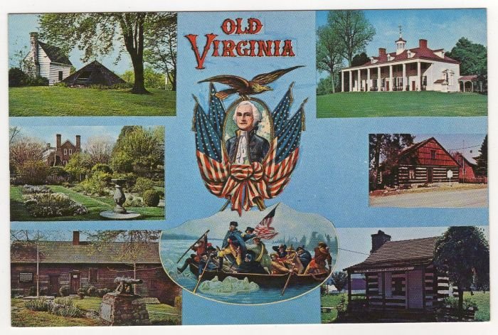 Old Virginia And Washington Country, multi-scene postcard 7 mini views